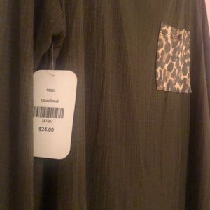 Army green long sleeve with cheetah pocket